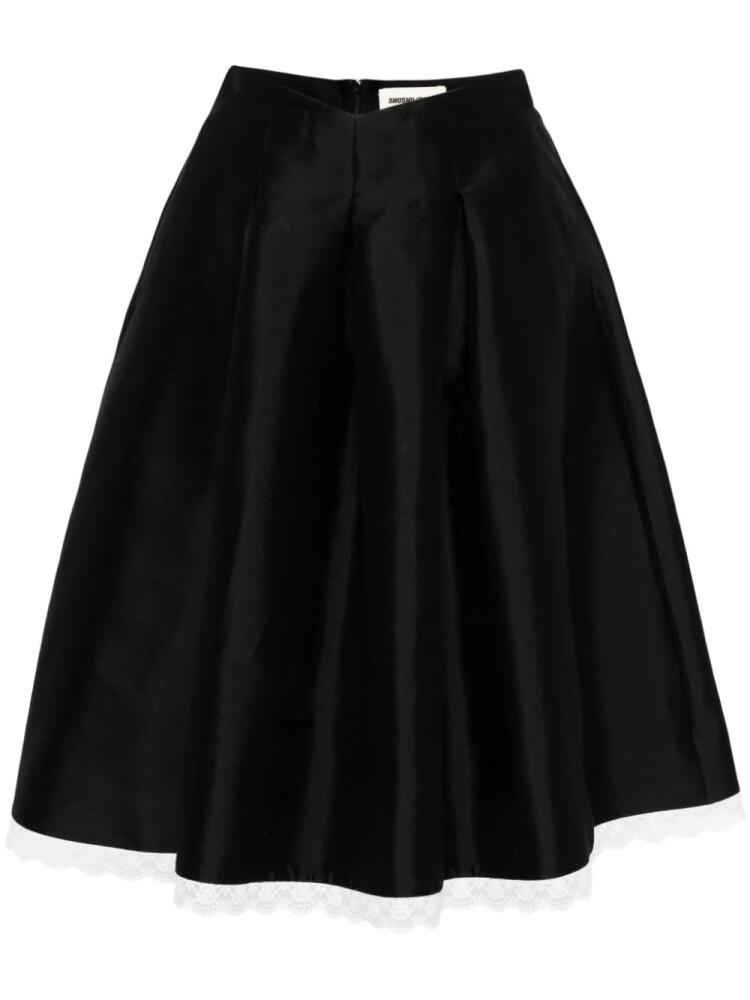 SHUSHU/TONG lace-trim A-line midi skirt - Black Cover