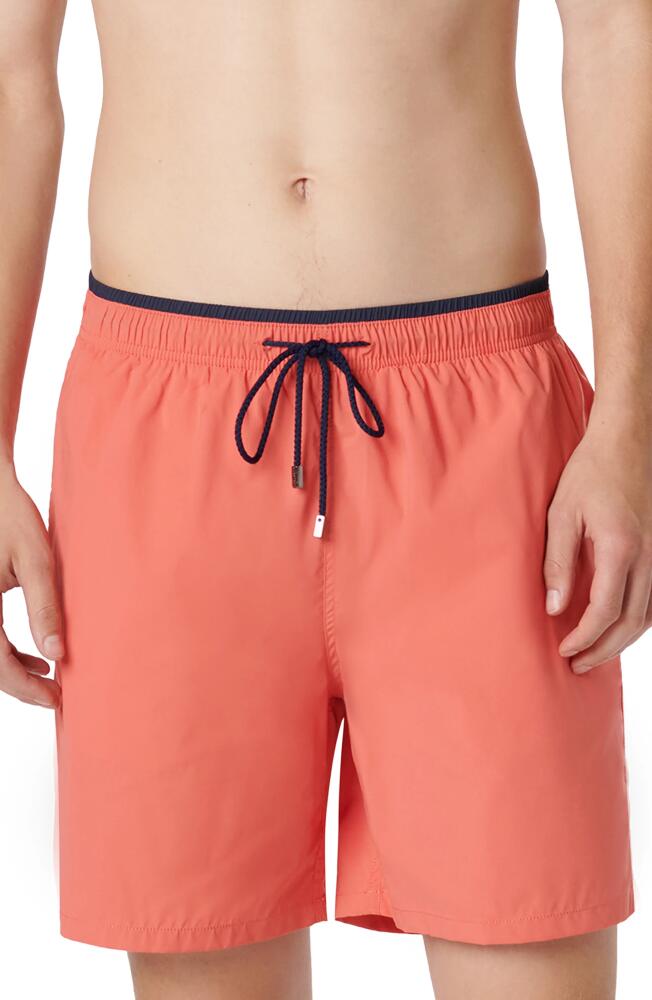 Bugatchi Quinn Swim Trunks in Coral Cover