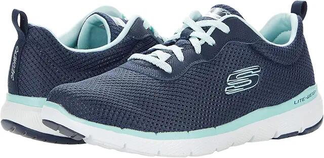 SKECHERS Flex Appeal 3.0 (Navy Aqua) Women's Lace up casual Shoes Cover