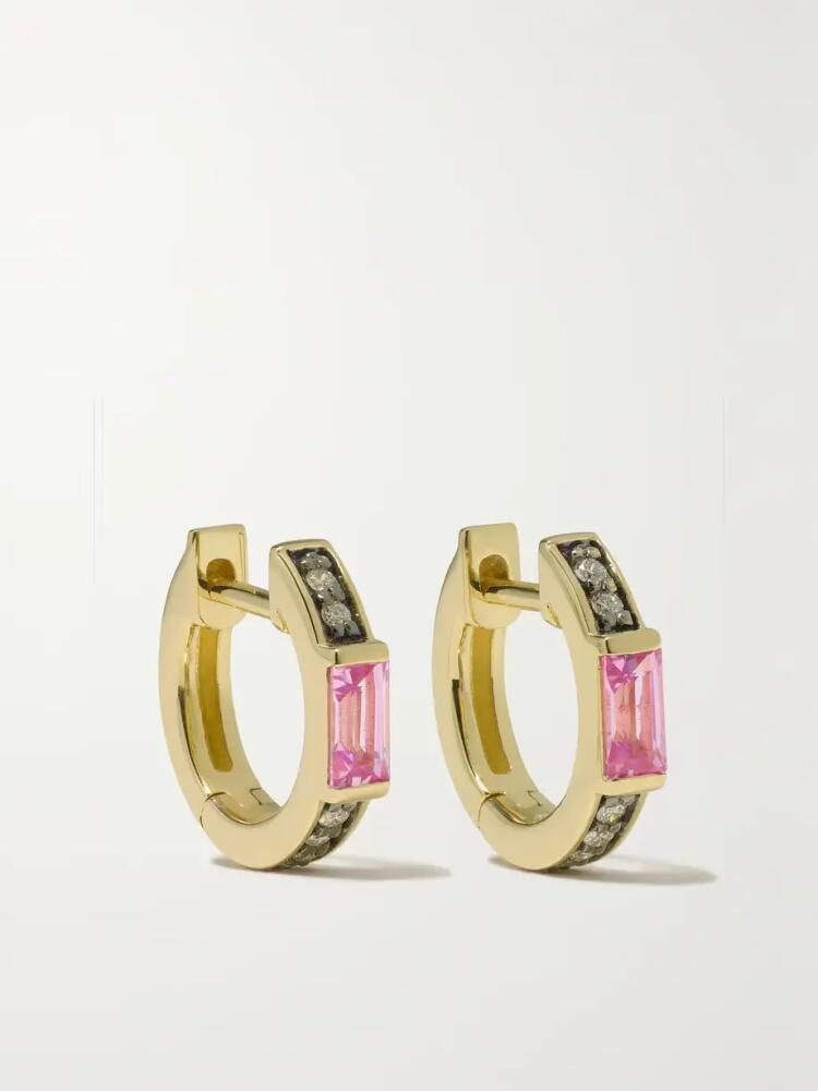 Sorellina - Otto 18-karat Gold, Diamond And Sapphire Hoop Earrings - One size Cover