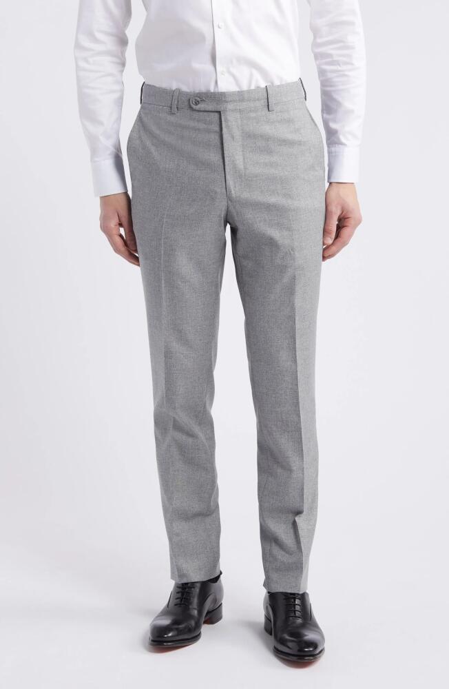 Peter Millar Flat Front Wool Blend Dress Pants in Grey Cover