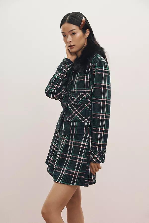 Maeve Plaid Crop Faux-Fur Collar Coat Jacket Cover