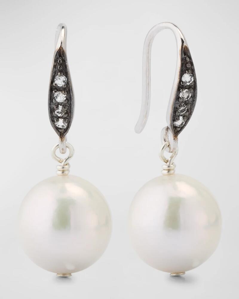 Margo Morrison White Edison Freshwater Pearl Earrings with White Sapphires Cover