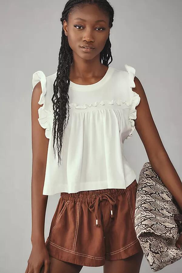 Maeve Sleeveless Ruffle Blouse Cover