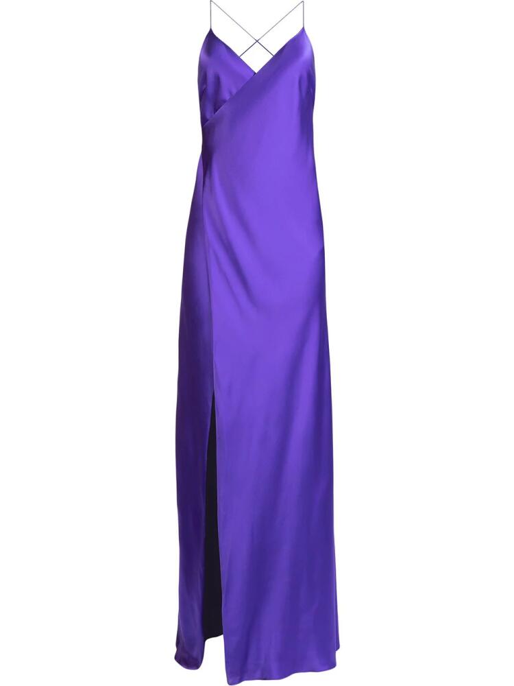 Michelle Mason silk front-slit maxi gown - Purple Cover