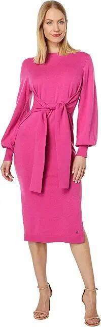 Ted Baker Essya Slouchy Tie Front Midi Knit Dress (Bright Pink) Women's Dress Cover