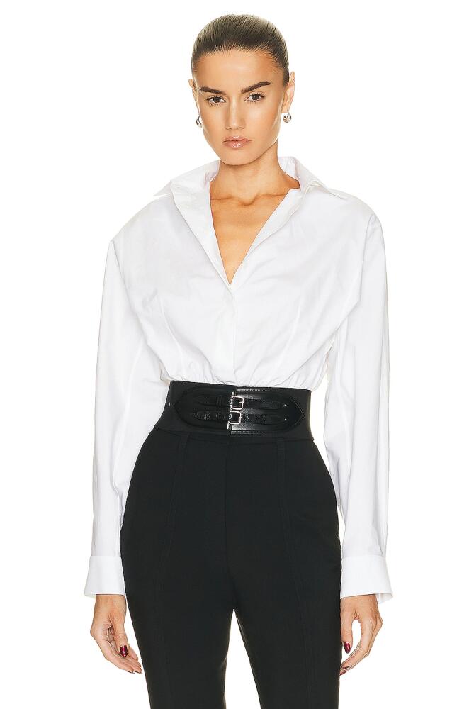 ALAÏA Belted Shirt in White Cover