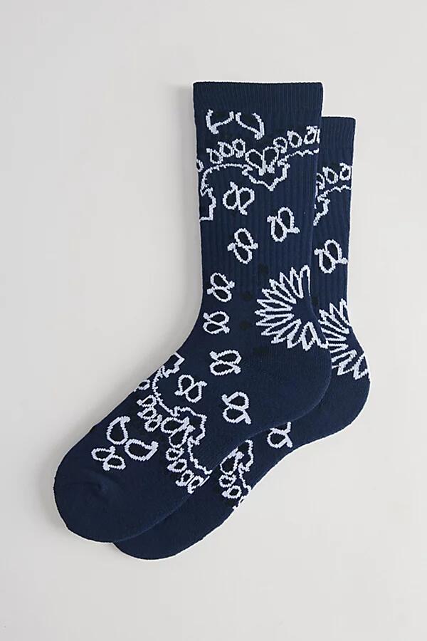 Paisley Bandana Crew Sock in Navy Cover