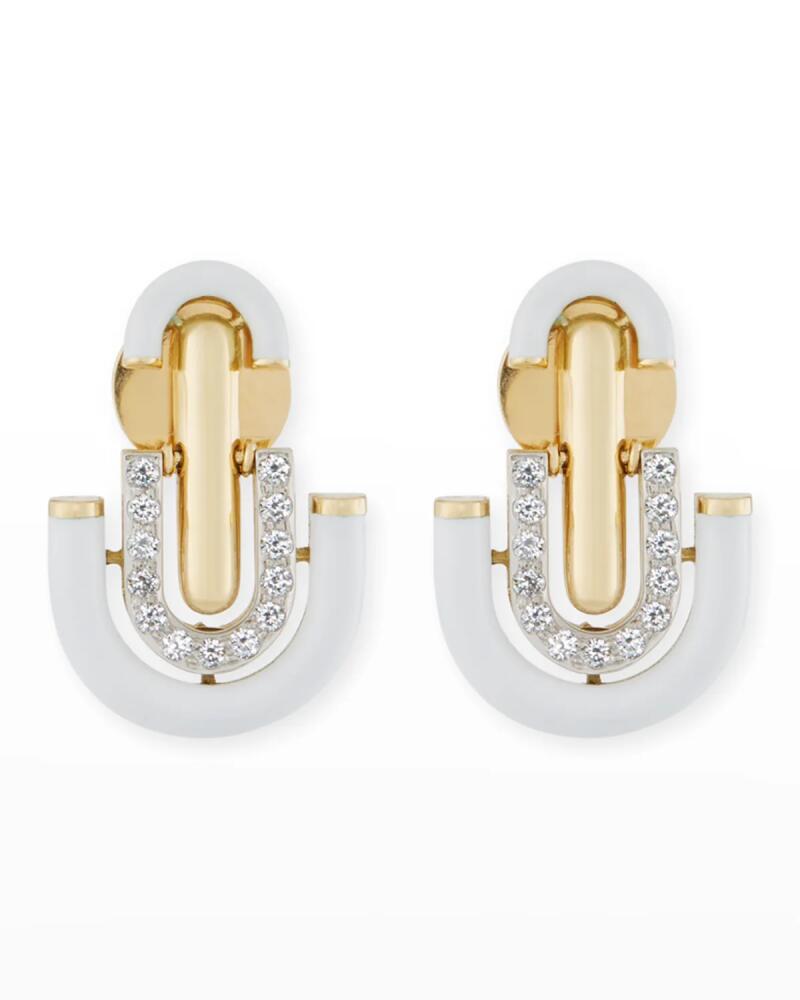 David Webb White Enamel & Diamond Unity Earrings Cover