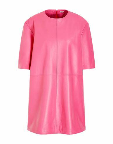 8 By Yoox Leather S/sleeve Mini Dress Woman Mini dress Fuchsia Lambskin Cover