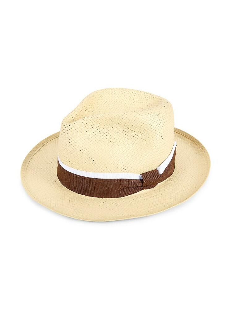 Saks Fifth Avenue Made in Italy Men's Ribbon Strap Fedora - Biscuit Cover