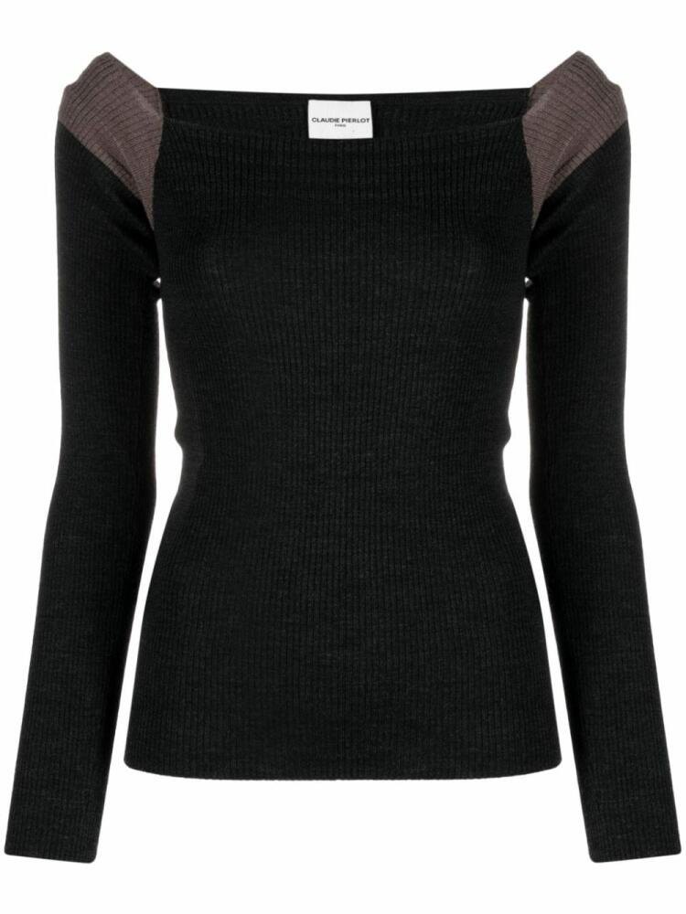 Claudie Pierlot two-tone long-sleeve ribbed jumper - Grey Cover