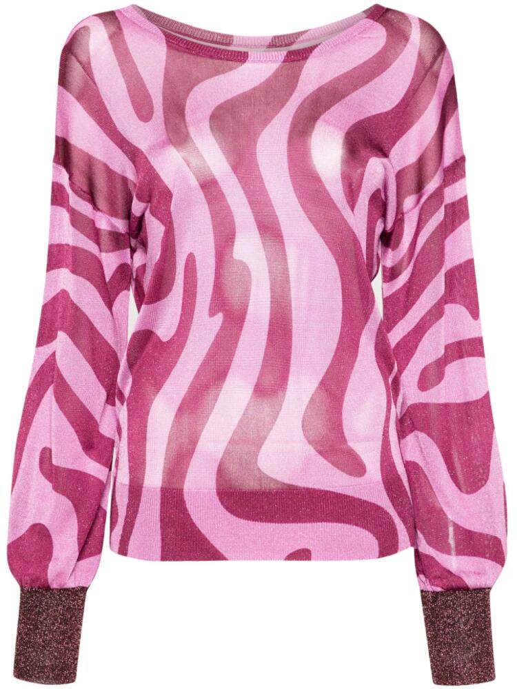 LIU JO abstract-pattern lurex-detailing jumper - Pink Cover