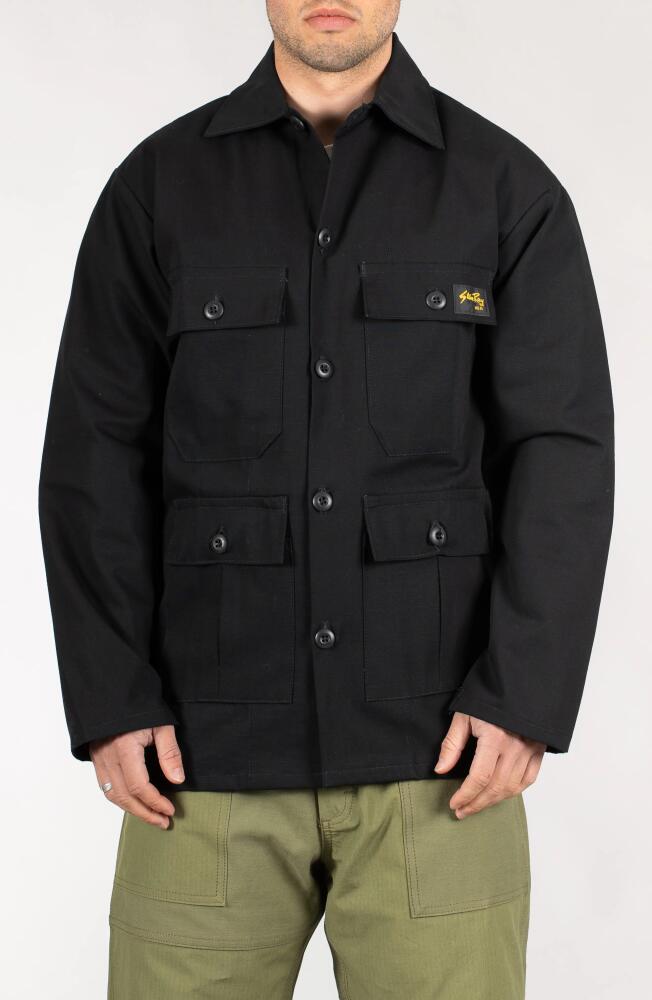 STAN RAY Button-Up Cotton Ripstop Work Jacket in Black Rip Stop Cover