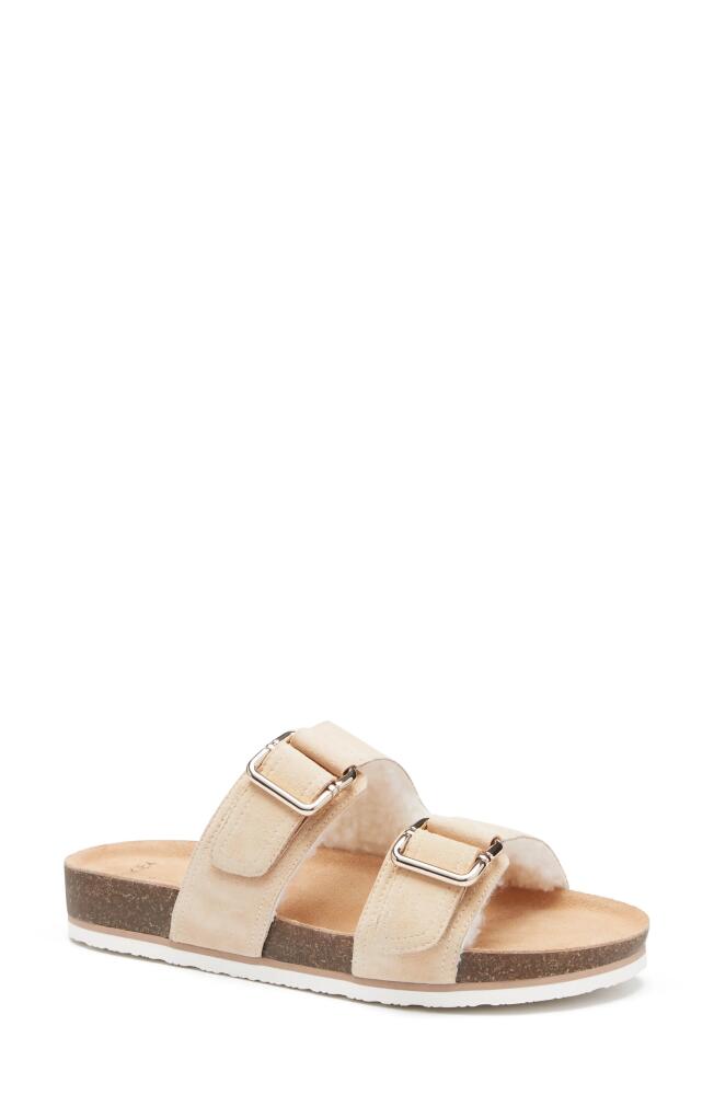 FRANKIE4 Nico Genuine Shearling Sandal in Sandshell/Shearling Cover