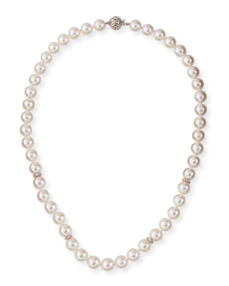 Belpearl 18k White Gold Akoya Pearl-Strand Necklace w/ Diamonds Cover