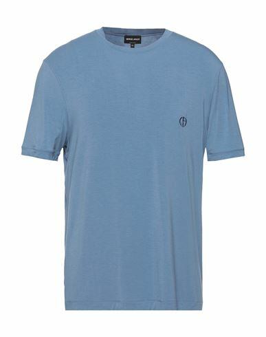 Giorgio Armani Man T-shirt Pastel blue Viscose, Elastane Cover