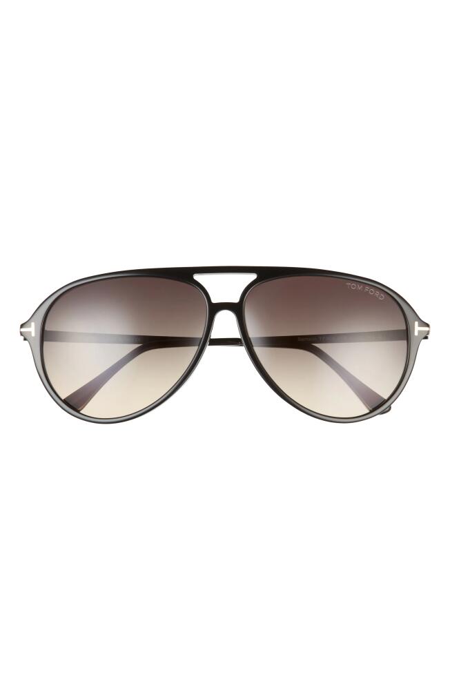 TOM FORD Samson 62mm Gradient Oversize Aviator Sunglasses in Black/Smoke Cover