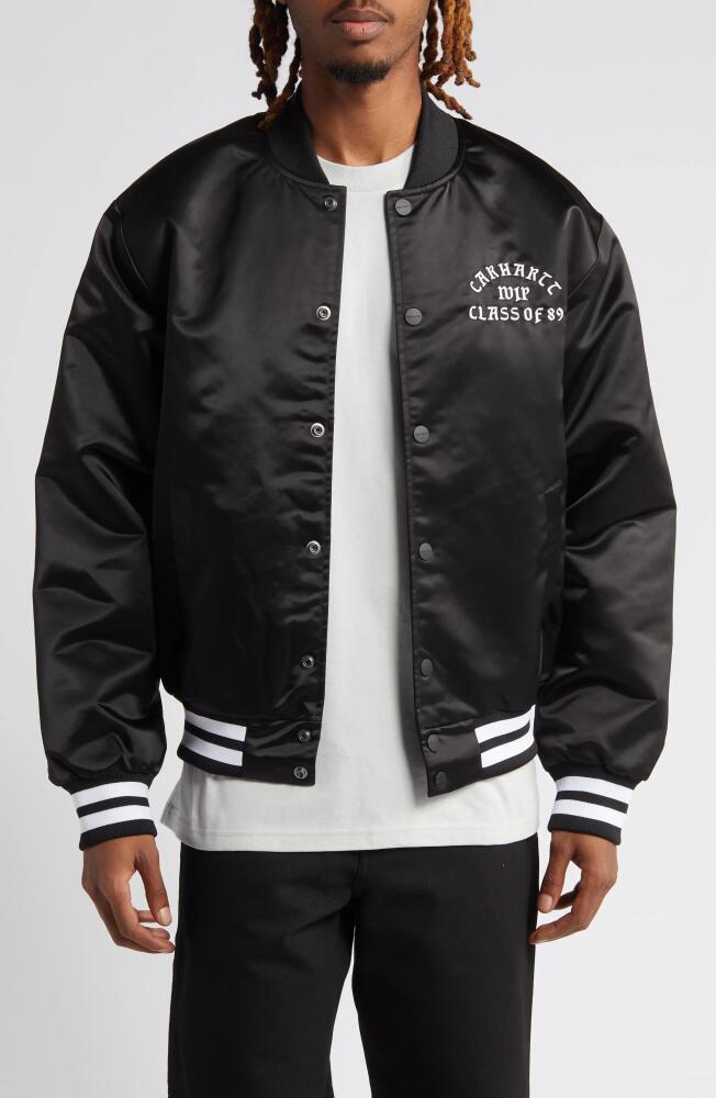 Carhartt Work In Progress Class of '89 Satin Bomber Jacket in Black /White Cover