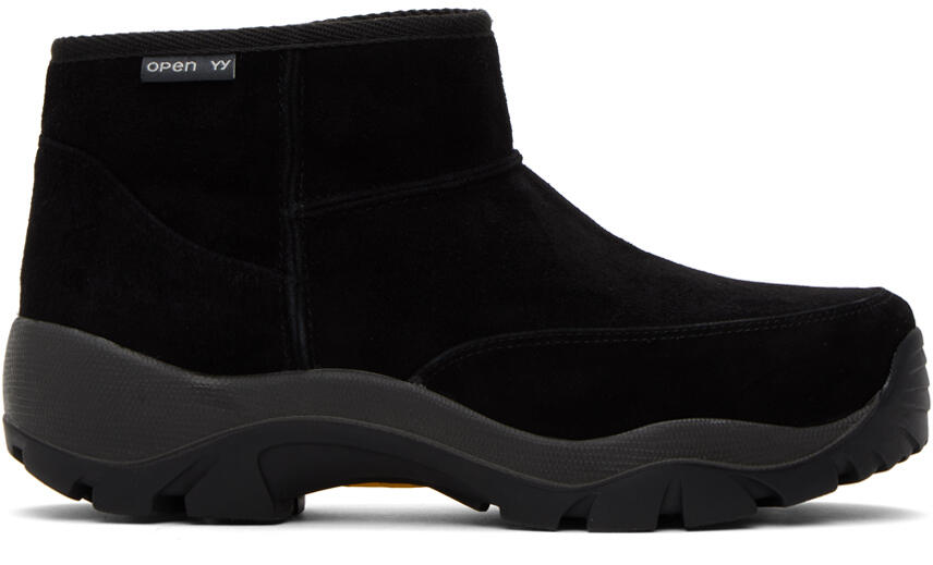 OPEN YY Black Treaded Shearling Boots Cover