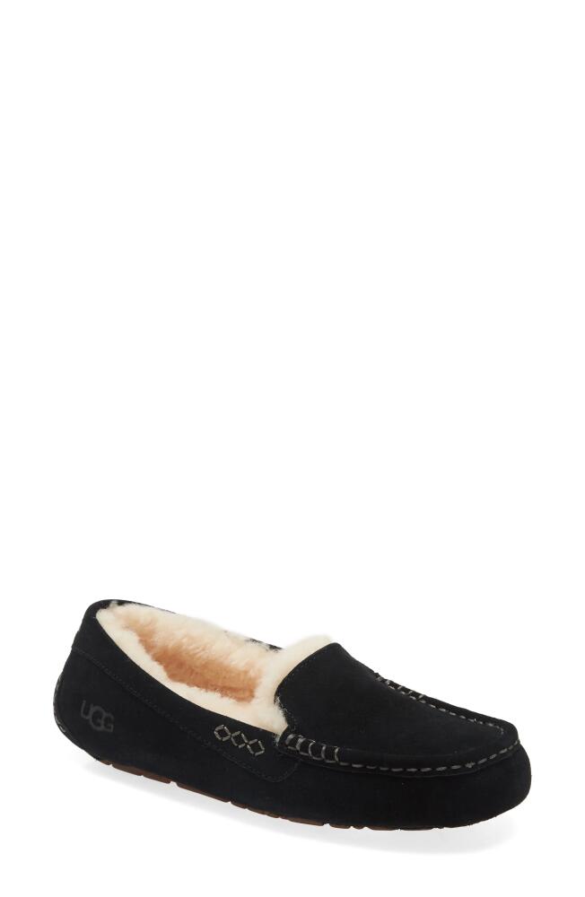 UGG(r) Ansley Water Resistant Slipper in Black Suede Cover