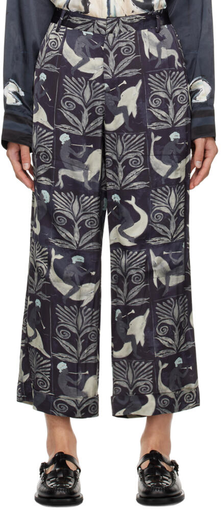 COMMAS Navy Printed Trousers Cover