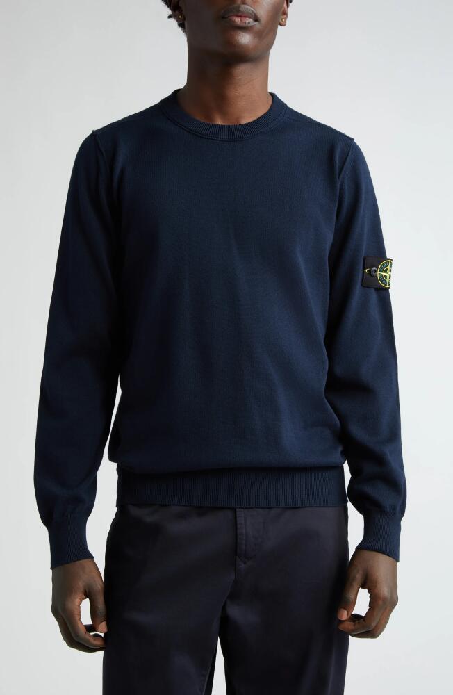 Stone Island Maglia Cotton Crewneck Sweater in Navy Blue Cover