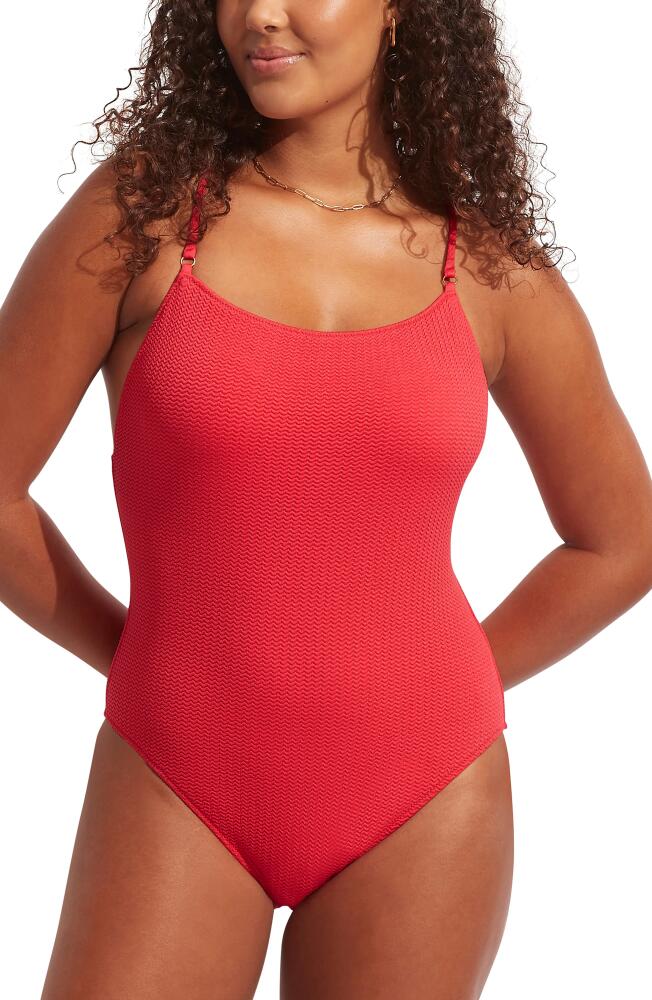 Seafolly Sea Dive Scoop Neck One-Piece Swimsuit in Chilli Red Cover