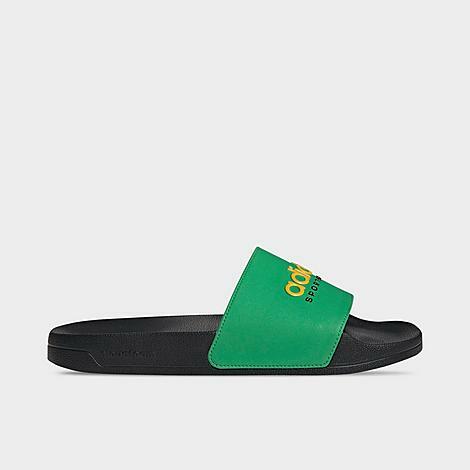 Adidas Men's adilette Shower Slide Sandals in Green/Black/Vivid Green Cover