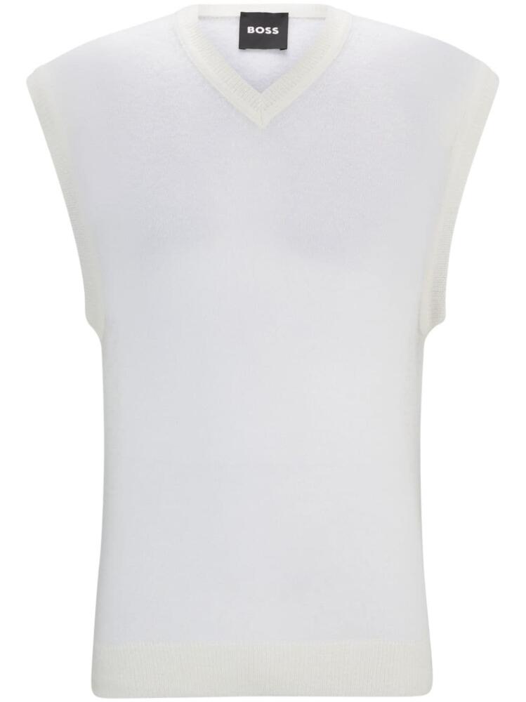 BOSS semi-sheer fine-knit vest - White Cover