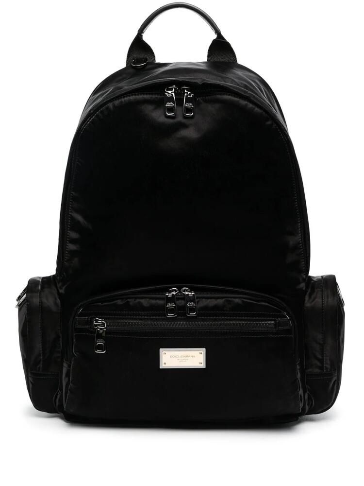 Dolce & Gabbana logo-plaque backpack - Black Cover