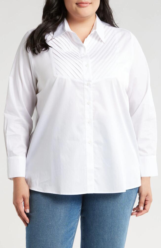 HARSHMAN Kaliyah Pleated Button-Up Shirt in White Cover