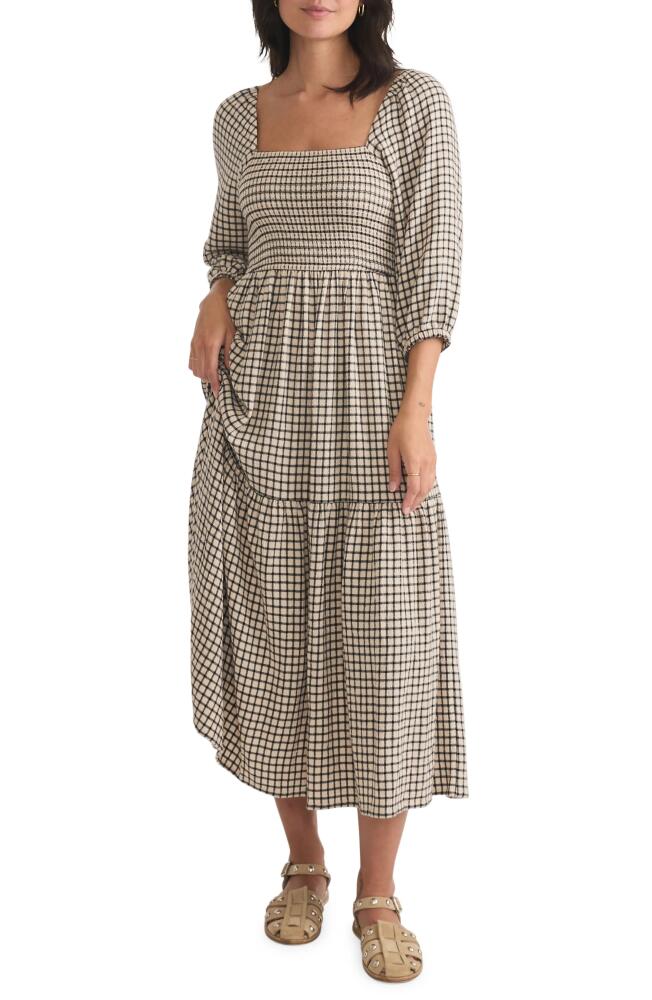 Marine Layer Ivy Smocked Bodice Maxi Dress in Windowpane Cover