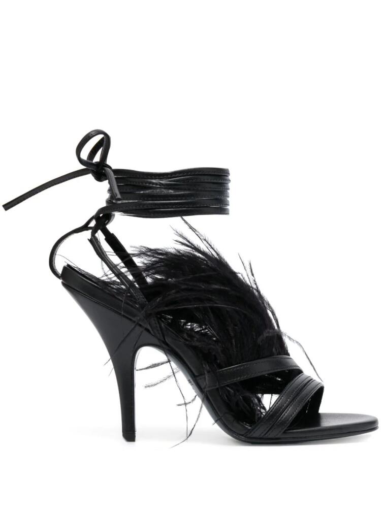 Patrizia Pepe 115mm ankle-tie leather sandals - Black Cover