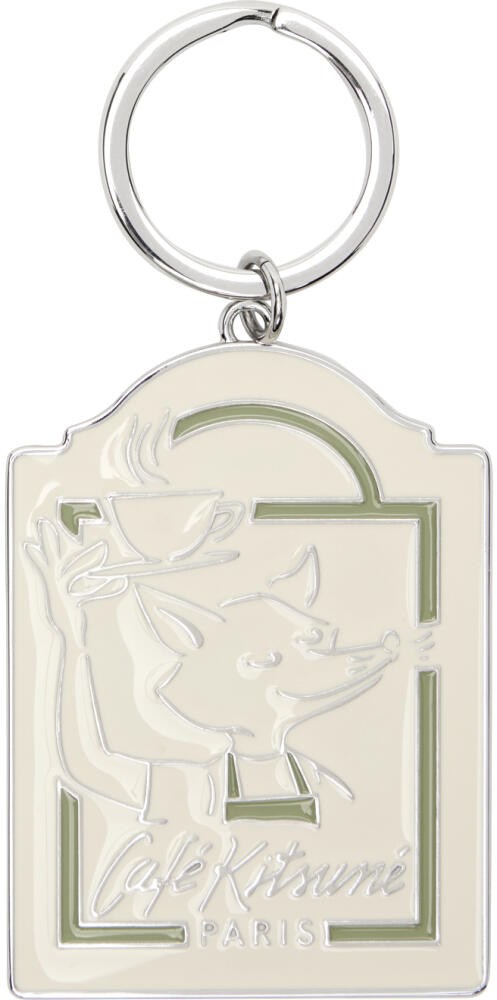 Maison Kitsuné Silver & Off-White 'Café Kitsuné' Fox Keychain Cover