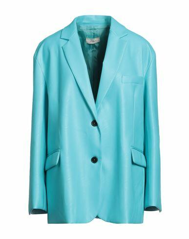 Vicolo Woman Blazer Azure Polyester, Polyurethane Cover