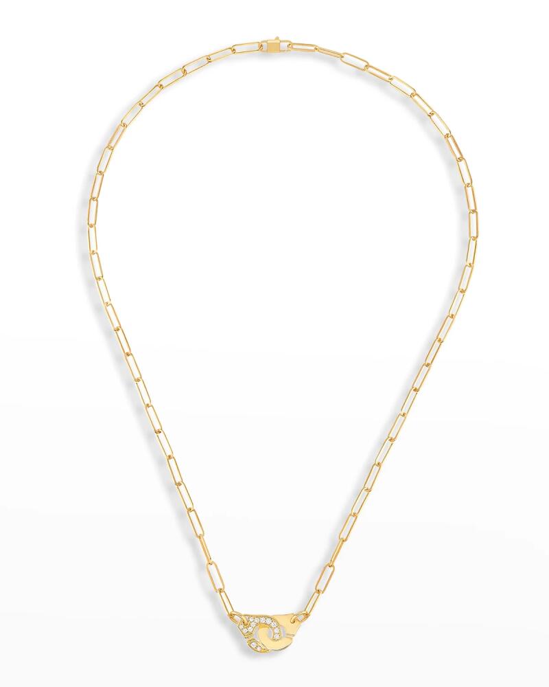 DINH VAN Yellow Gold Menottes R10 Medium Chain Necklace with 1 Side Diamond Cover