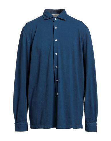 Gran Sasso Man Shirt Navy blue Cotton Cover