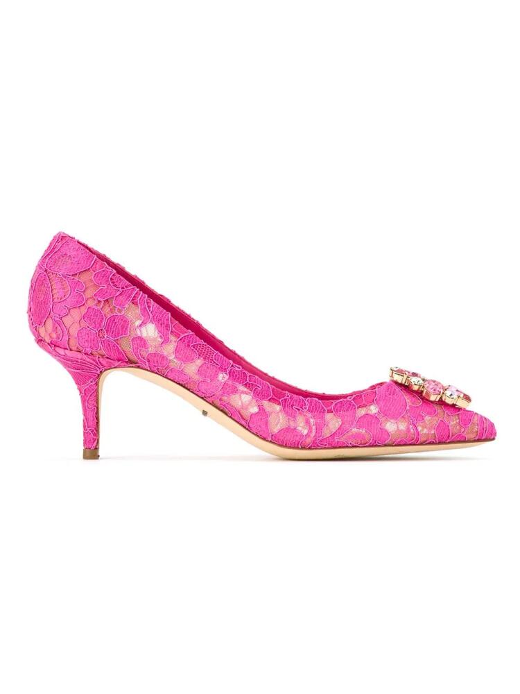 Dolce & Gabbana Taormina-lace crystal-embellished pumps - Pink Cover