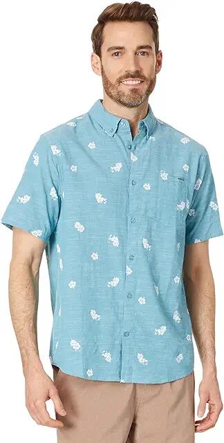 Hurley One Only Stretch Print Short Sleeve Woven (Tahitian Teal) Men's Clothing Cover