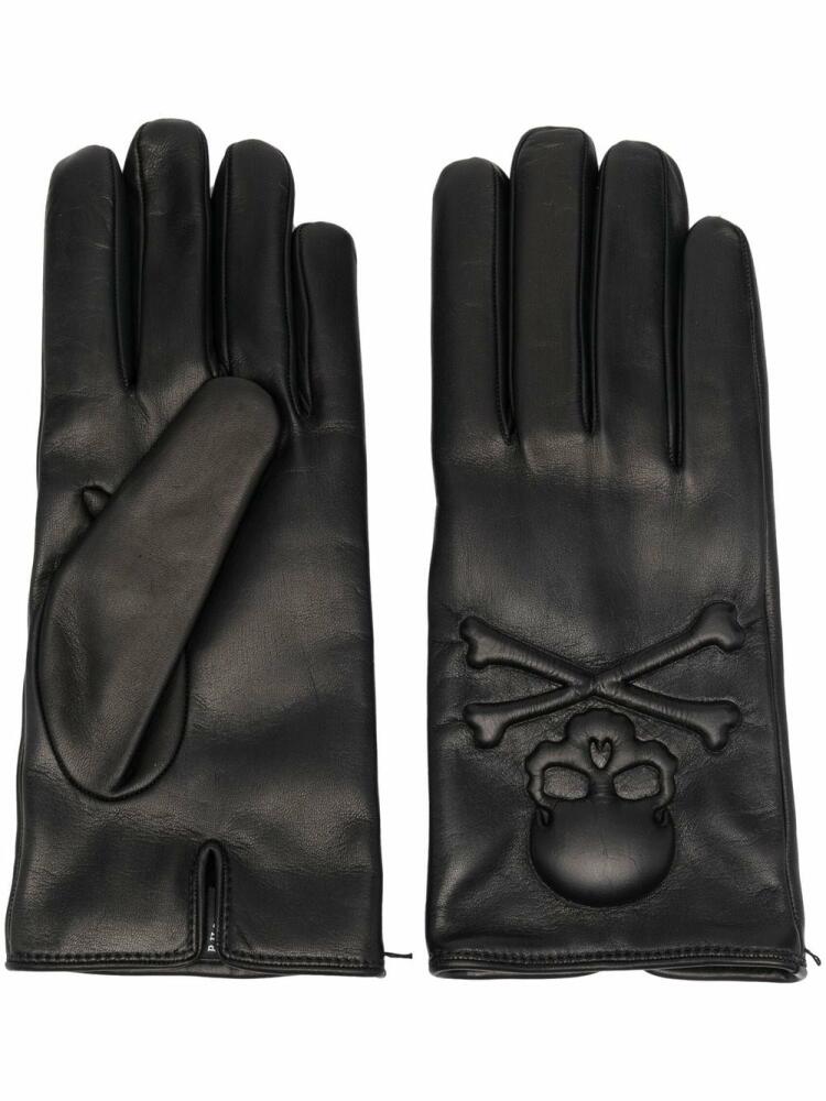 Philipp Plein cashmere-lined leather gloves - Black Cover