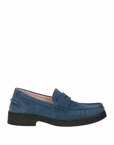 Loriblu Man Loafers Slate blue Leather Cover