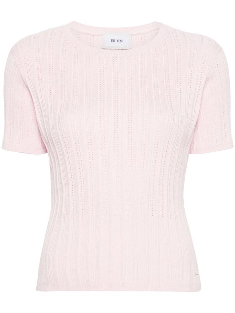 ERDEM short-sleeve pointelle-knitted top - Pink Cover