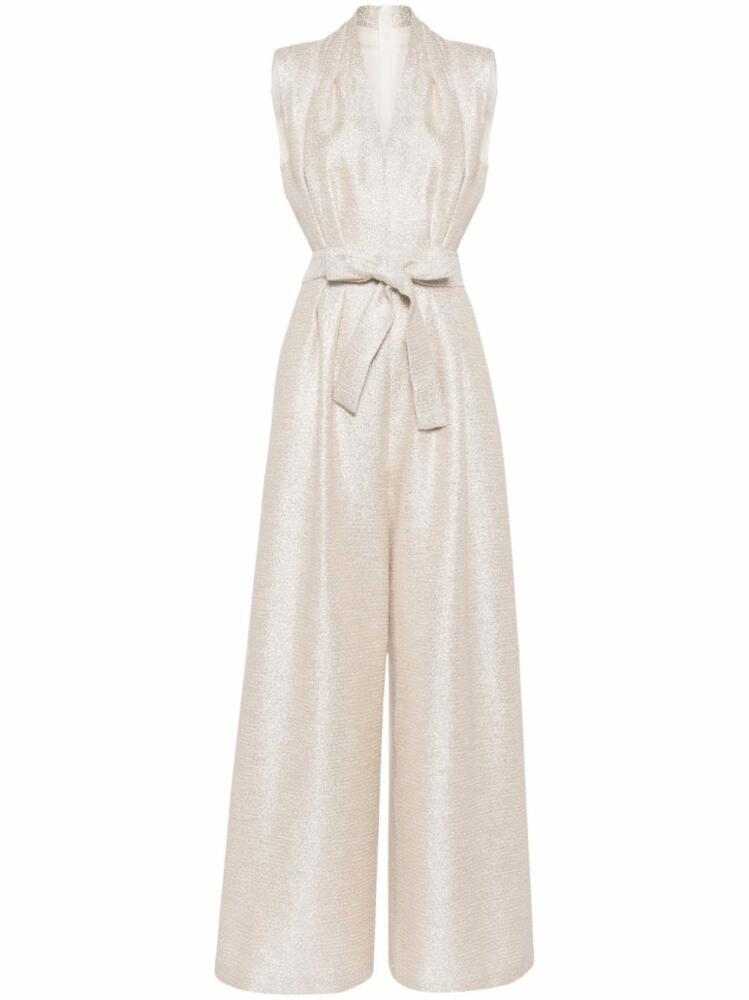 Adam Lippes Nansi belted metallic-tweed jumpsuit - Gold Cover