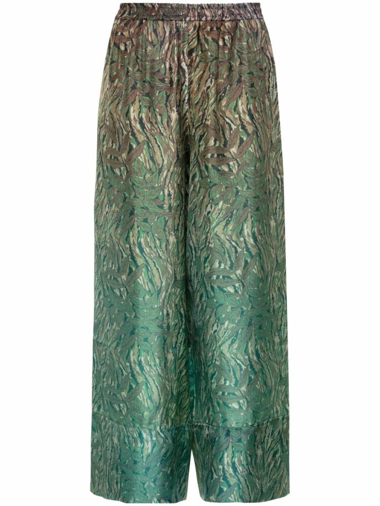 Pierre-Louis Mascia leaf-print silk trousers - Green Cover