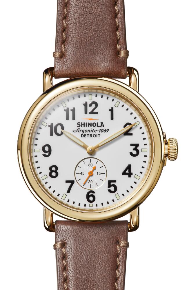 Shinola The Runwell Sub Second Leather Strap Watch, 41mm in White Cover