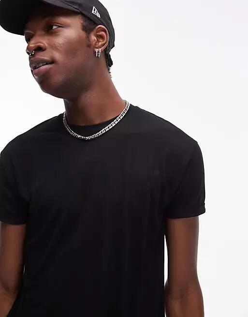 Topman longline T-shirt in black Cover