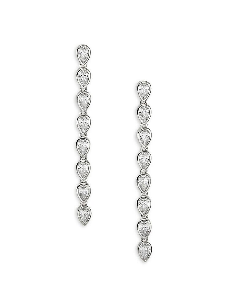 Adriana Orsini Women's Coco Rhodium Plated & Cubic Zirconia Linear Earrings Cover