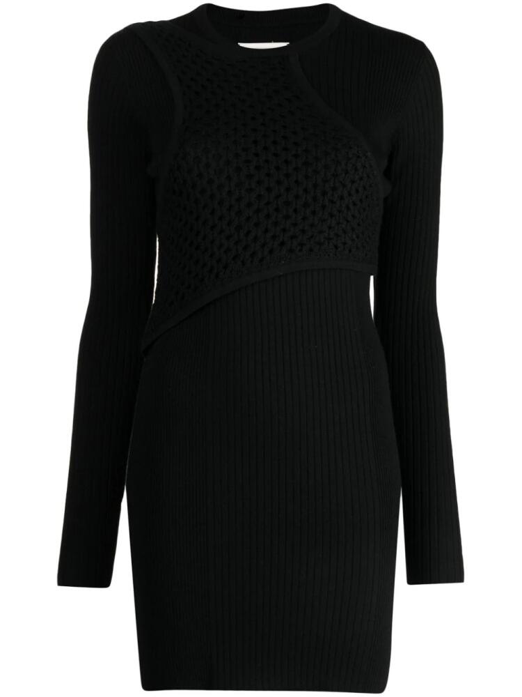 Feng Chen Wang long-sleeve wool minidress - Black Cover