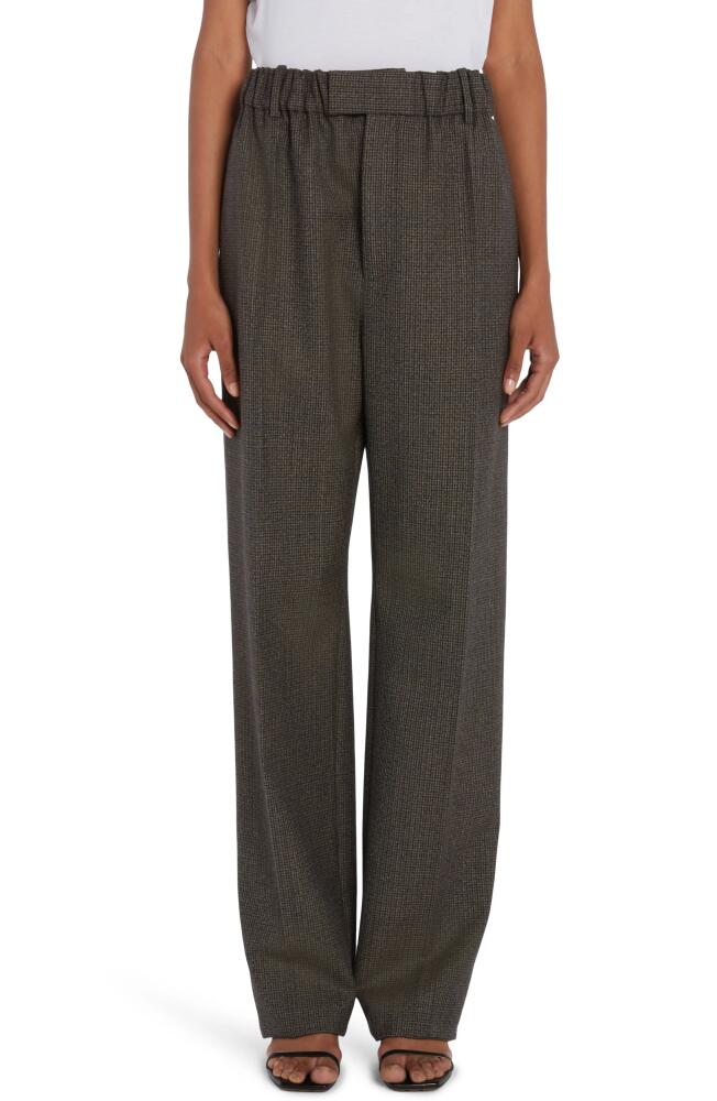 Bottega Veneta Houndstooth Wool Wide Leg Pants in Brown/Blue/Yellow Cover